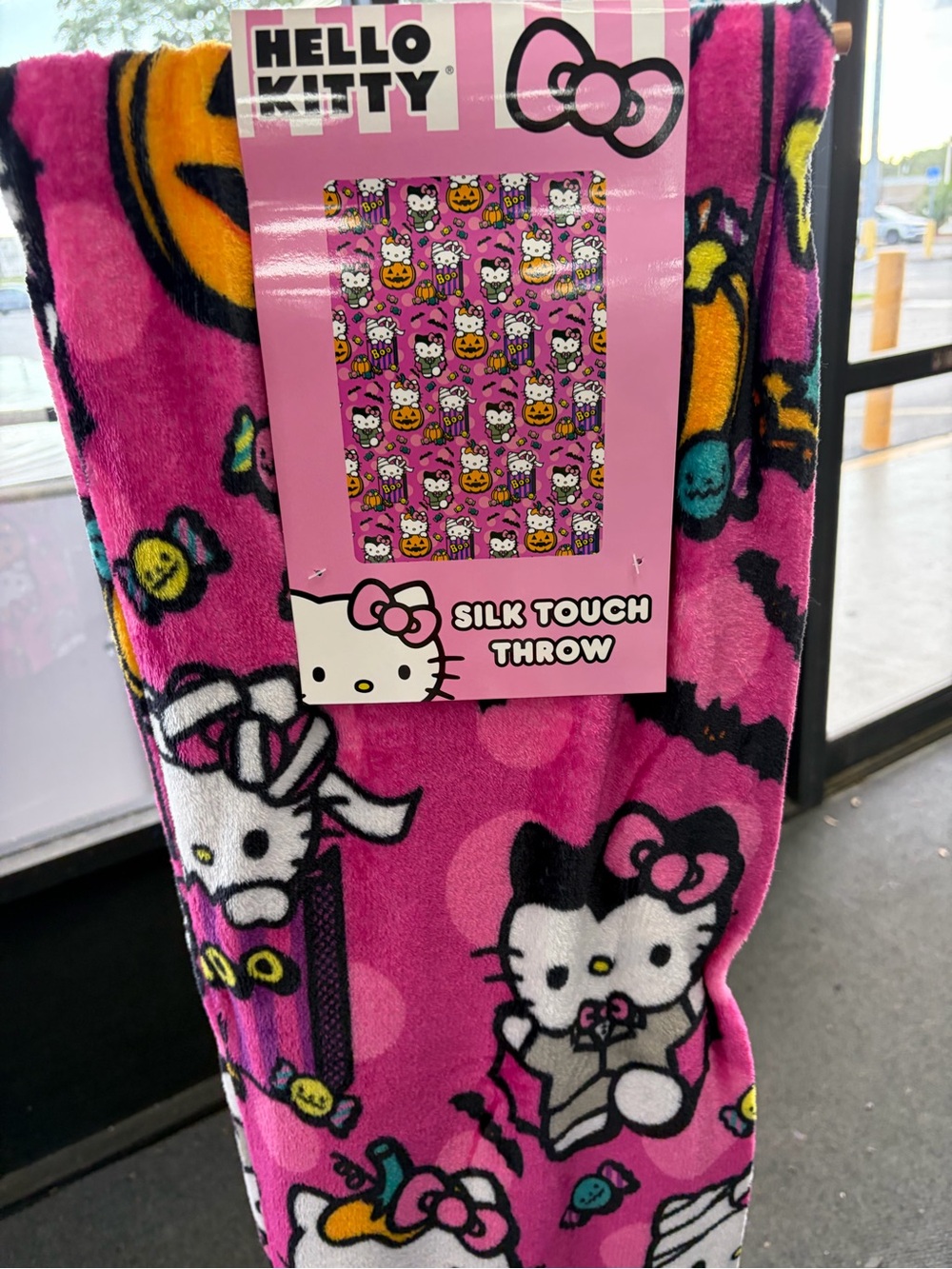 Hello Kitty Pink Silk Touch Throw Blanket with Multi-Color Accents